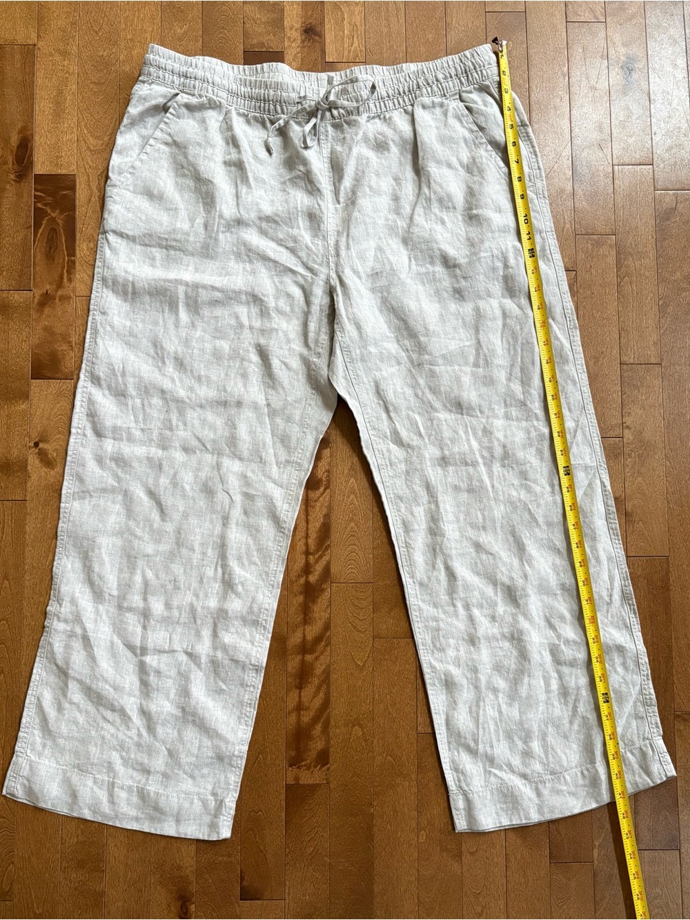LL Bean 100 Percent Linen Wide Leg Casual Dress Pants Oatmeal Size 18W - Picture 4 of 7